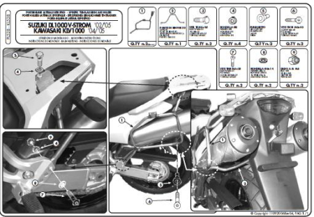 Suporturi și plăci - KAPPA - suport valize laterale MONOKEY SUZUKși DL 1000 V-STROM (02-11), KAWASAKI KLV 1000 (04-09) - și pentru valize MONOKEY retrofit KVE K'VENTURE ALU și KMS K'MISSION ALU