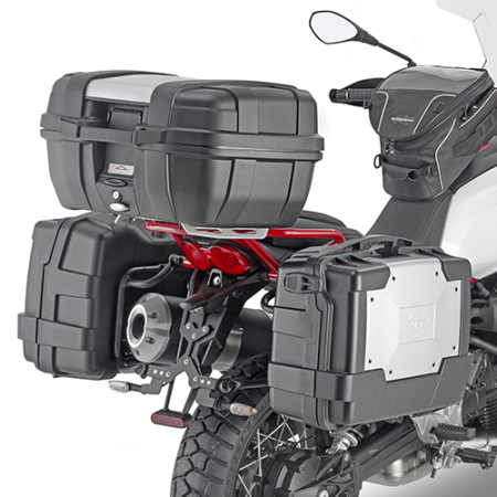 ACCESORII - KAPPA - suport valize laterale SZYBKIEGO montaj monokey MOTO GUZZși V85 TT '19-'23 - și pentru valize MONOKEY retrofit KVE K'VENTURE ALU și KMS K'MISSION ALU