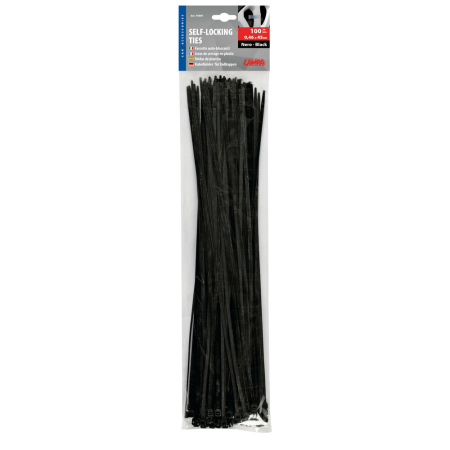 Accesorii diverse - LAMPA - Coliere plastic [banduiti, soricei, tierap] 4,6mm x 45cm, 100 buc. - negru