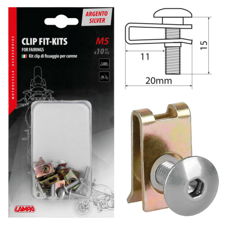 Tuning si cosmetizare - LAMPA - Kit cleme si suruburi carene M5 10 buc - Argintiu