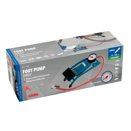 Accesorii diverse - LAMPA - Pompa aer cu pedala, 1 cilindul 55x100mm [contine 3 adaptoare]