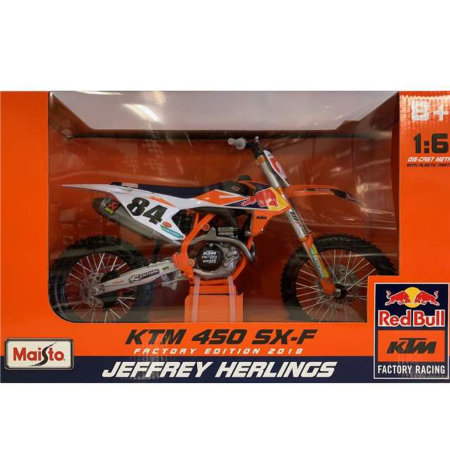 Machete - Maisto [1:6] - KTM 450 SX-F 84 Jeffrey Herlings 'Dutch Rider' Red Bull Supercross, Orange/Blue/White