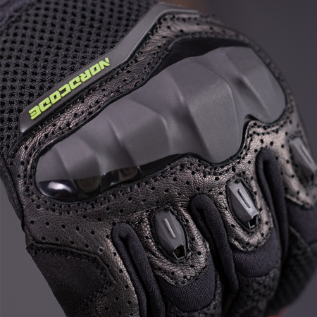 Mănuși moto Nordcode GT Summer de vară din piele, negru/fluo [2]