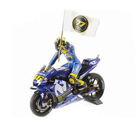Idei de Cadou - Minichamps [1:12] - Yamaha 2018 YZR-M1 Movistar 46Valentino Rossi Catalunyia Gp With Figure And Flag, Blue
