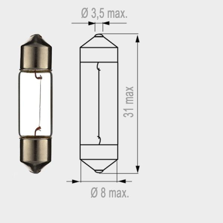 Becuri - MOTOPRO - Bec normal 12V - 3W cu guler 28MM