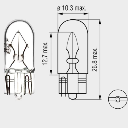 CONSUMABILE SI INTRETINERE - MOTOPRO - Bec normal 12V - 3W cu soclu de sticla 2,1x9,5