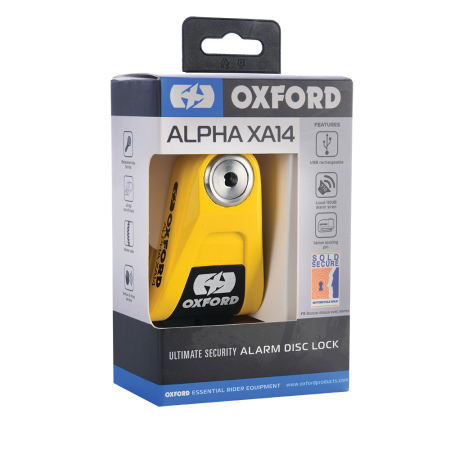 Antifurturi pe disc - OXFORD - Antifurt disc cu alarma Alpha XA14 - Negru/Galben