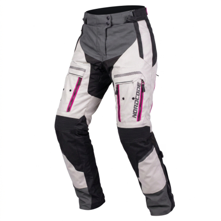 Pantaloni & Blugi - Pantaloni moto damă Nordcode Odyssey touring 4 sezoane, gri/roz fluo