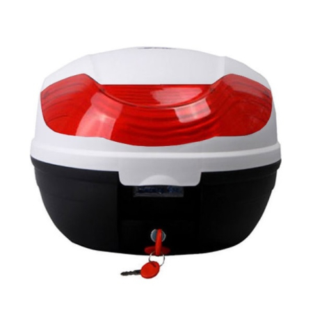 Topcase / Cutii Laterale / Genti Transport - PILOT - TopCase (MONOLOCK) 32L (CU SPATAR) - ALB (ORNAMENT ROSU)