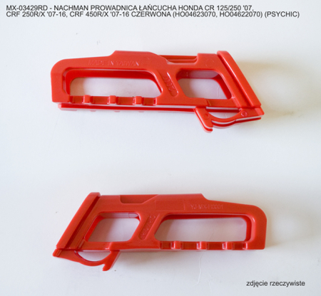 Plastice - PSYCHIC - ghidaj lant HONDA CR 125/250 '07, CRF 250 R '07-'25, CRF 250X '07-'17, CRF 250 RX '19-'25, CRF 450 R '07-'25, CRF 450X '07-'16, CRF 450 RX '17-'25 culoare rosie (HO04623070, HO04622070)