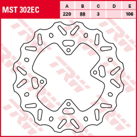 Față - TRW - disc frana - fata HONDA CR 80R '96-'02, CR 85R '03-'08, CRF 150R '07-'15 (220X88X3 mm) WAVE