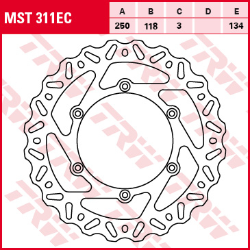 Față - TRW - disc frana - fata SUZUKI RM 125>250 89-12, DR 250 95-07, DRZ 400 00-05, YAMAHA YZ>WRF 01-07, WR>YZ 426>450 01-15