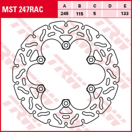 Față - TRW - disc frana - spate DUCATI MONSTER 600/620/695/750/800/900/916/1000 '93-'06, YAMAHA FZR 600 '89-'95, FZS 600 FAZER '98-'03, XJ 600 DIVERSION '98-'03, XT 660R/X '04-'16, XT 600Z TENERE '08-'16, TD