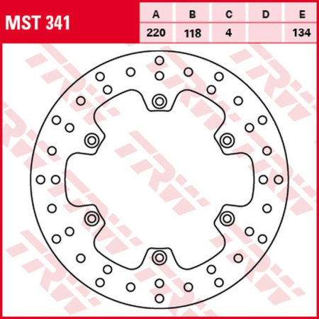 Spate - TRW - disc frana - spate KAWASAKI KLX 400R '03-'06, SUZUKI DR 125SM '08-'12, RM 125 '89-'98, RM 250 '89-'00, DR 250S '95-'00, DR-Z 250 '01-'07, RM-X 250 '89-'95, DR-Z 400/E/S '00-'05 (220X118X4 mm)