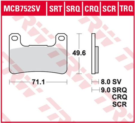 PIESE DE SCHIMB - TRW - LUCAS placute frana KH379 SPIEK METALICZNY Sinter RACING (WYCZYNOWE NA TOR) (inlocuieste MCB752SRQ)