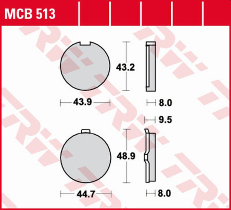 Plăcuțe și saboți frână - TRW - placute frana KH056 Organic SUZUKI GP 125 '77-'84, HYOSUNG GA/GF/GS 125 '97-'03 - fata