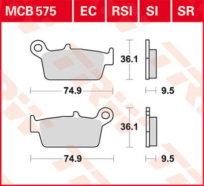 Plăcuțe și saboți frână - TRW - placute frana KH131 Sinter offroad HONDA CRF 230 08-10, XR 250 88-97, XR 600 91-99, YAMAHA WR 125 98-07, - spate