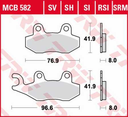 Plăcuțe și saboți frână - TRW - placute frana KH135 KH214 Sinter Street APRILIA SX 125 18-, HONDA NSR 150 02-, KAWASAKI KLX 125 10-13, KDX 250 90-94, KLX 250 09-17, KLF 300 89-07, YAMAHA WR 125 91-97, TT 350 91-95, XTZ 750 89-