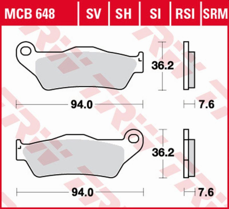 Plăcuțe și saboți frână - TRW - placute frana KH181 Sinter APRILIA RX 125 '00-'13, BMW G 450X '08-'11, KTM EXC 125 '90-'16, SX 250 '96-, EXC-F 350 '11-, EXC 450 '03-'16, LC4 620 '94-'01, LC8 950/990 ADV/SMR '02-'13, YAMAHA TT 