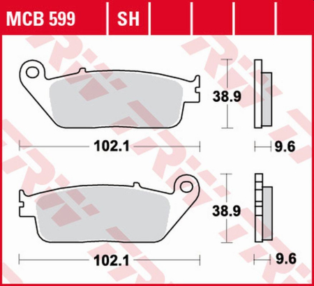 PIESE DE SCHIMB - TRW - placute frana KH196 Sinter Street HONDA DN-01 700 '08-'11, VFR 750 '88-'97, GL 1500 F6C VALKYRIE '97-'03, TRIUMPH TIGER 900 '99-'01, ADVENTURER 900 '96-'01 - spate