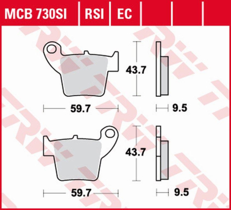 Plăcuțe și saboți frână - TRW - placute frana KH346 Organic HONDA CR 125>250 02-07, CRF 450 02-17, - spate