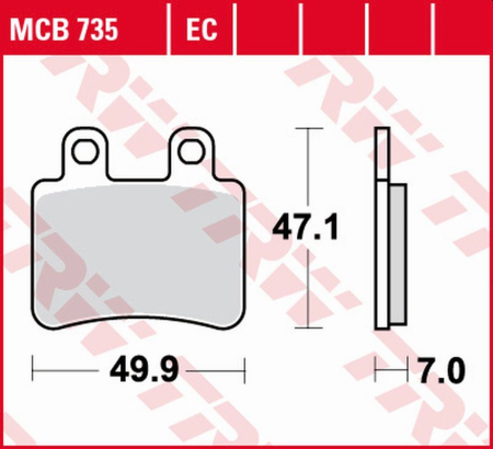 Sistem de frânare - TRW - placute frana KH350 ECO Organic DERBI SENDA '07-'16, CROSS CITY 125 '07-'16, SENDA 125 '04-'14, PEUGEOT ELYSTAR 50/125/150 '02-'07, GEOPOLIS 250/400 '07-'12, RIEJU TANGO 50 '07-, YAMAHA DT 50R/X