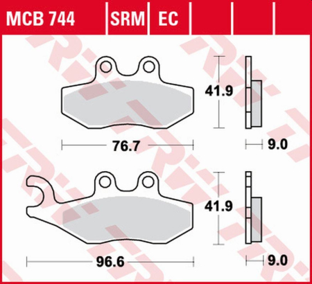 Sistem de frânare - TRW - placute frana KH353 ECO Organic APRILIA SPORTCITY 2T 50 '08-'13, SPORTCITY 125 '05-'13, SR 125/300 '10-, DERBI BOULEVARD 50/125 '08-'17, PEUGEOT CITYSTAR 50 '14-, PIAGGIO FLY 50 2T/4T '05-'12, L