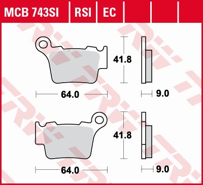 Plăcuțe și saboți frână - TRW - placute frana KH368 Organic BMW G 450 X>SMR 08-11, KTM EXC>SX 125 04-16, EXC>SX 250 03-17, EXC 300 04-, EXC 350 10-, EXC 450 03-, EXC 500 09-, XC 525 03-07, EXC 530 08-11, - spate