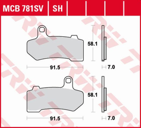 Plăcuțe și saboți frână - TRW - placute frana KH409 Sinter Street HARLEY-DAVIDSON 1130>1250>1584>1690>1750>1800>1870>1923 06-21,spate