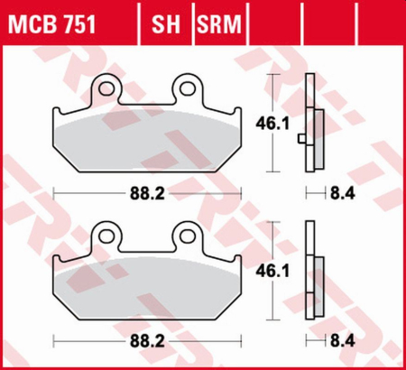 Sistem de frânare - TRW - placute frana KH412 Sinter SUZUKI AN 250 SKY WAWE '07-'08, AN 400 BURGMAN '07-, AN 650 BURGMAN '04-, - spate