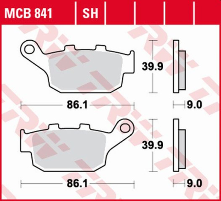 PIESE DE SCHIMB - TRW - placute frana KH496 Sinter Street HONDA CBF 500>CB 500 X>CBR 500 13-, CB 650 F>CBR 600 14-, NC 750 14-, KAWASAKI VERSYS 650 15-, Z 750 11-14, Z 800 13-17, SUZUKI SFV 650 GLADIUS 09-16, - spate