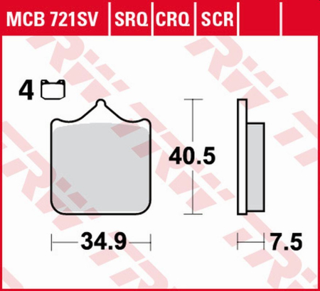 PIESE DE SCHIMB - TRW - placute frana KH604/4 Sinter ROAD/TRACK APRILIA RSV 1000 MILE/R '01-'03, RSV 1000R '04-'10, DUCATI 748/749/996/998/999 '01-'07, KTM 690 SM/SMC '08-'16, LC8 950/990 SUPERMOTO '05-'13, TRIUMPH SPE