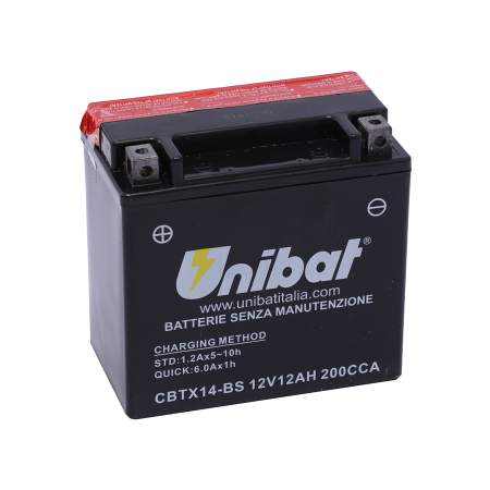 Baterii - UNIBAT - Acumulator fara intretinere CBTX14-BS (Yuasa: YTX14-BS)