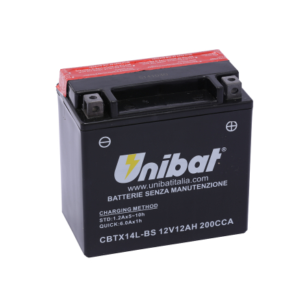Baterii - UNIBAT - Acumulator fara intretinere CBTX14L-BS (Yuasa: YTX14L-BS)
