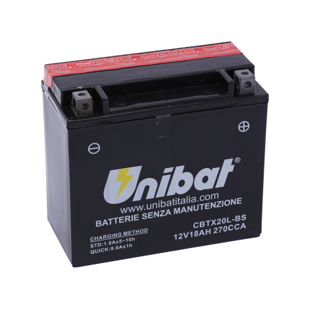Baterii - UNIBAT - Acumulator fara intretinere CBTX20L-BS (Yuasa: YTX20L-BS)