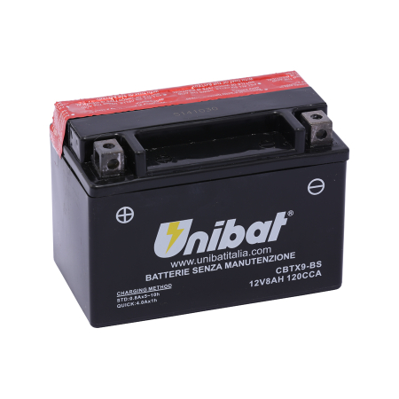 Baterii - UNIBAT - Acumulator fara intretinere CBTX9-BS (Yuasa: YTX9-BS)