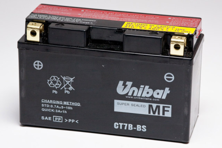 Baterii - UNIBAT - Acumulator fara intretinere CT7B-BS (Yuasa: YT7B-BS)