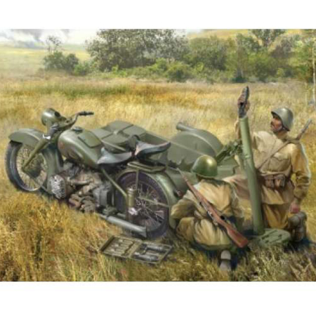 Idei de Cadou - Zvezda [1:72] - Ural M-72 Sidecar Motorcycle With Mortar and Crew