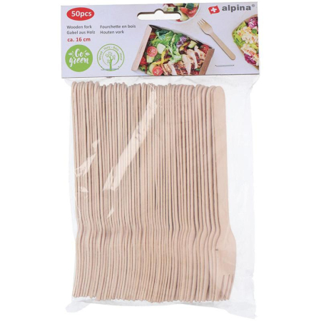 Bucatarie - Alpina - Furculite de lemn de unica folosinta 16 cm 50 buc