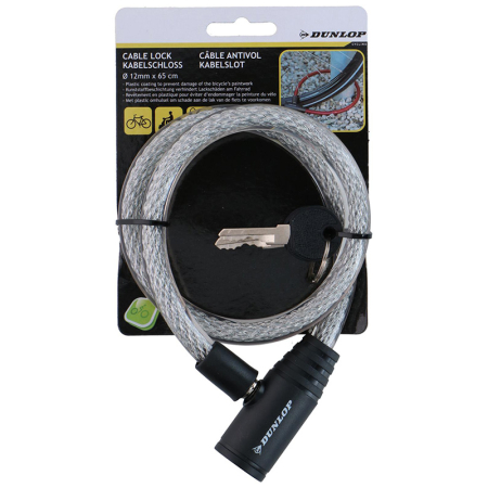 Accesorii Biciclete - Antifurt bicicleta spiralat cu cheie 65cm alb
