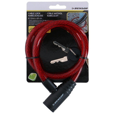 Accesorii Biciclete - Antifurt bicicleta spiralat cu cheie 65cm rosu