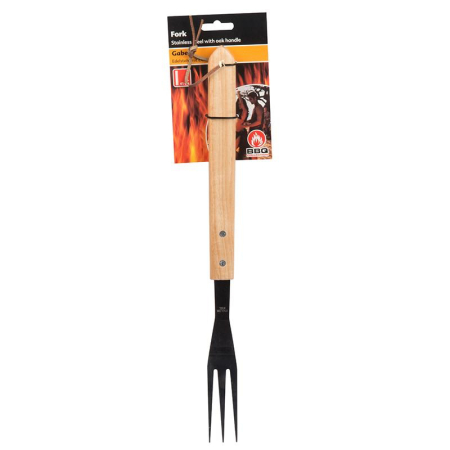 Gratar - Furculita pentru gratar, lunga, cu maner din lemn, 41 cm