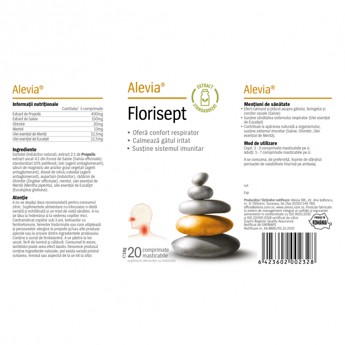 FLORISEPT, 20 comprimate masticabile, Alevia [2]