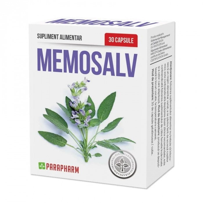MEMOSALV pentru MEMORIE, 30 capsule, Parapharm [1]