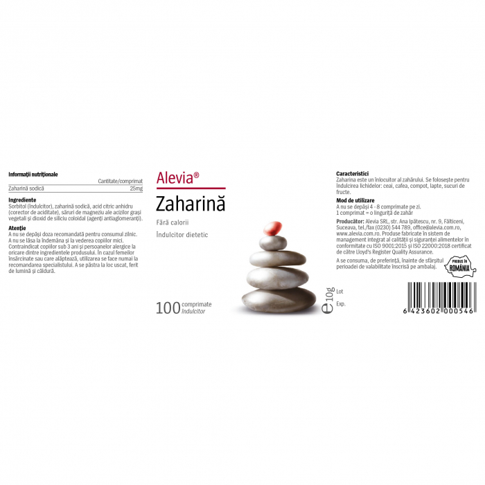 ZAHARINA, 100 comprimate, Alevia [2]