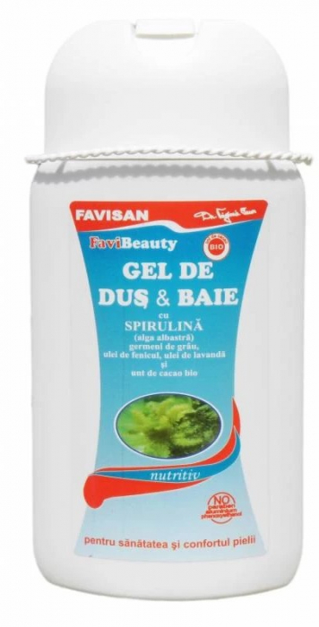 GEL de DUS cu Spirulina, Germeni de grau, Ulei Fenicul, Ulei Lavanda, Unt de Cacao, 300ml, Favisan [1]