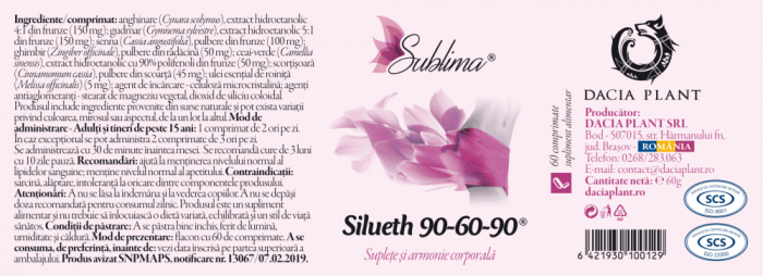 Silueth 90-60-90 Sublima, 60 comprimate, Dacia Plant [2]