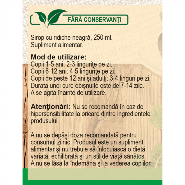 Sirop Ridiche Neagra R28, 250ml - FARES [2]