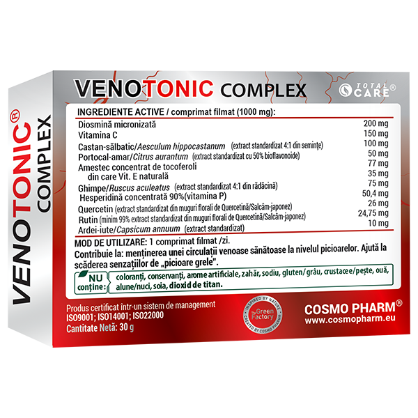 VENOTONIC COMPLEX Varice, Hemoroizi, Ulcere Varicoase, 30 tablete, CosmoPharm [2]