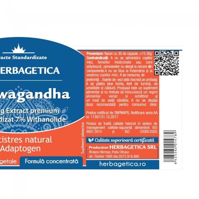 ASHWAGANDHA 400mg extract, Herbagetica [3]